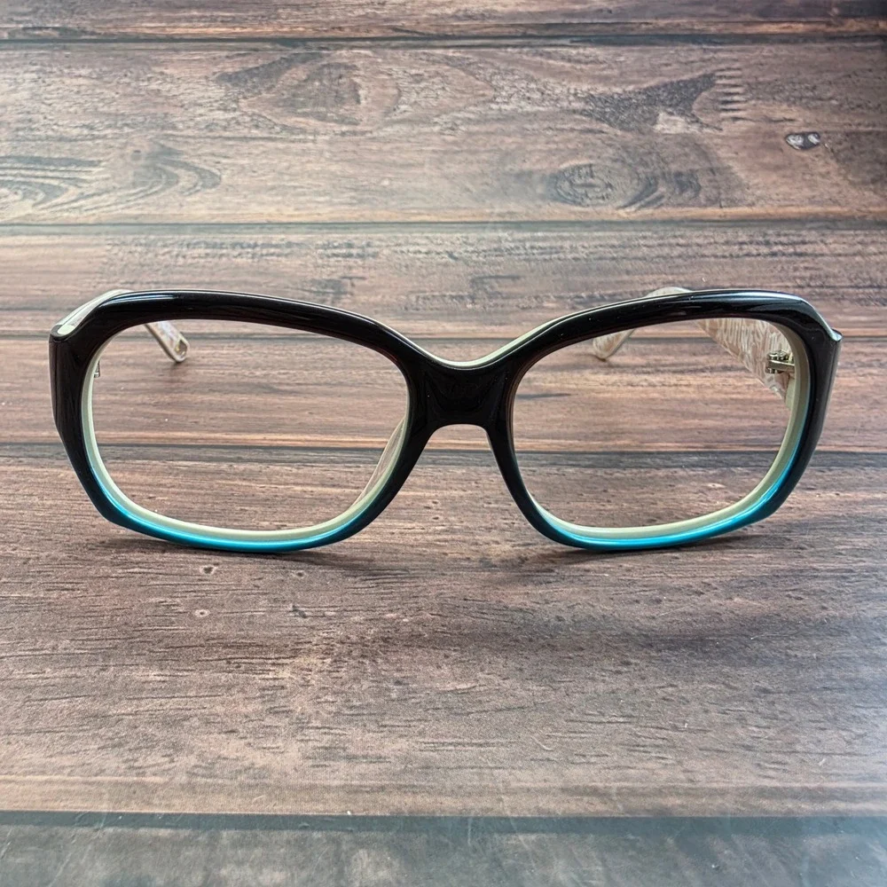 Juicy Couture JU 522/S Black Teal Cream Rectangular Eyeglass Frames 56-15-130